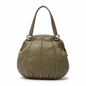 B. Makowsky Olive Green Leather Shoulder Bag